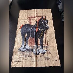 Vintage Shire Horse Printed Linen-Cotton Tea Towel